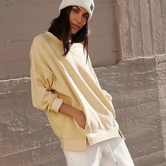 Free People Movement sz M Intercept Tunic Oatmilk Tan great pre owned, pockets - Picture 1 of 9